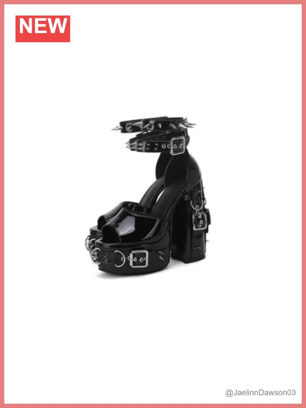 Gothic Chunky Platform High Heeled Sandals, Buckle Rivets Punk
